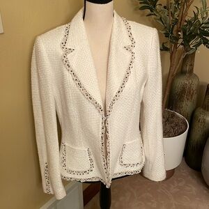Tahari Ivory Blazer with Black Accents